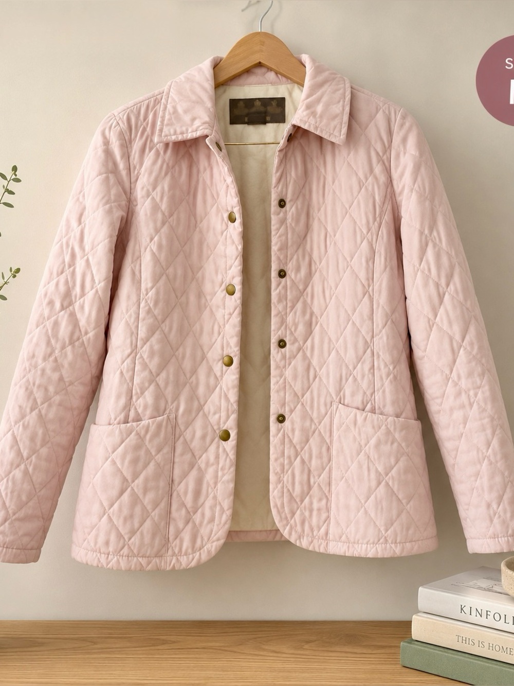 Vintage Barbour Quilted Light Pink Women's Jacket size 6